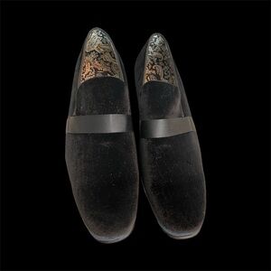 Elegant Black Velvet Men's Slip-On Loafers